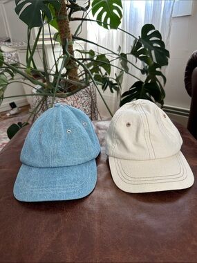Set of two Banana Republic Denim Blue and Cream Cotton Baseball Caps